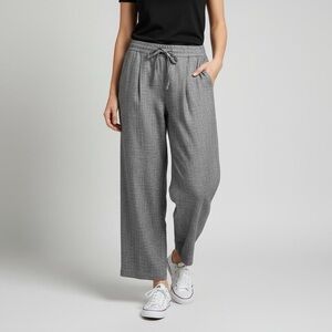 Topshop Petite Gray Wide Leg Drawstring Trousers Pants - US 10